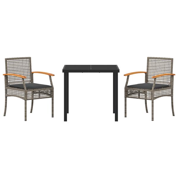 Grote foto vidaxl 3 delige tuinset met kussens grijs poly rattan tuin en terras tuinmeubelen