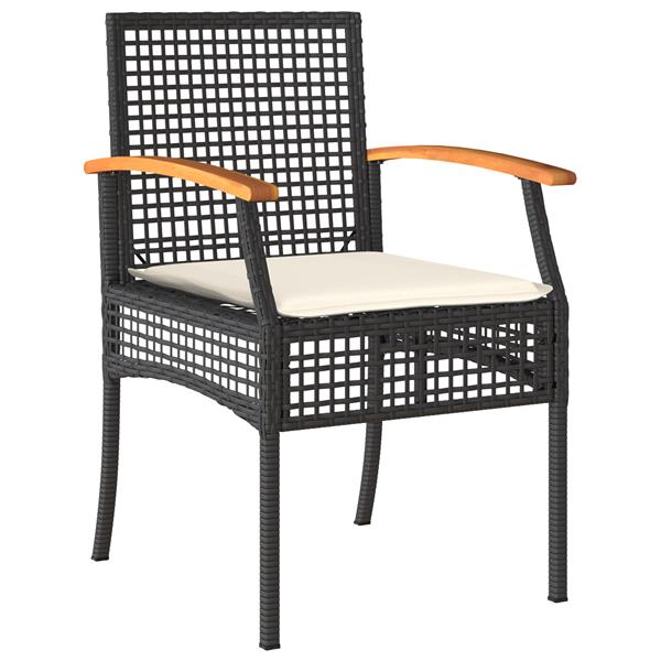 Grote foto vidaxl 5 delige tuindining set met kussens zwart poly rattan tuin en terras tuinmeubelen