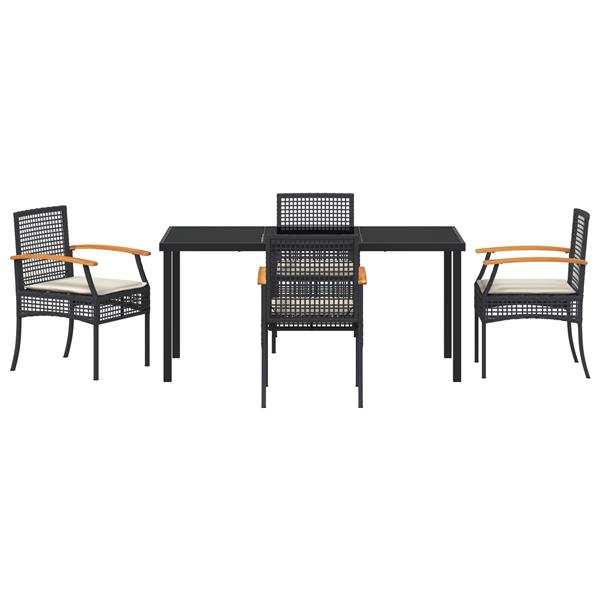 Grote foto vidaxl 5 delige tuindining set met kussens zwart poly rattan tuin en terras tuinmeubelen