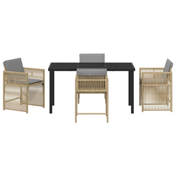 Grote foto vidaxl 5 delige tuinset met kussens in beige poly rattan tuin en terras tuinmeubelen