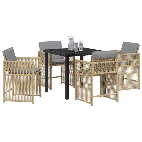 Grote foto vidaxl 5 delige tuinset met kussens beige poly rattan tuin en terras tuinmeubelen