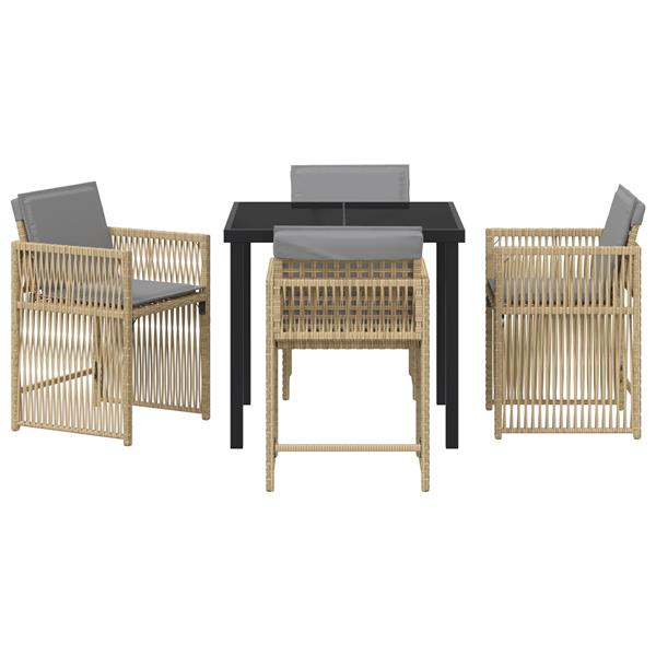 Grote foto vidaxl 5 delige tuinset met kussens beige poly rattan tuin en terras tuinmeubelen