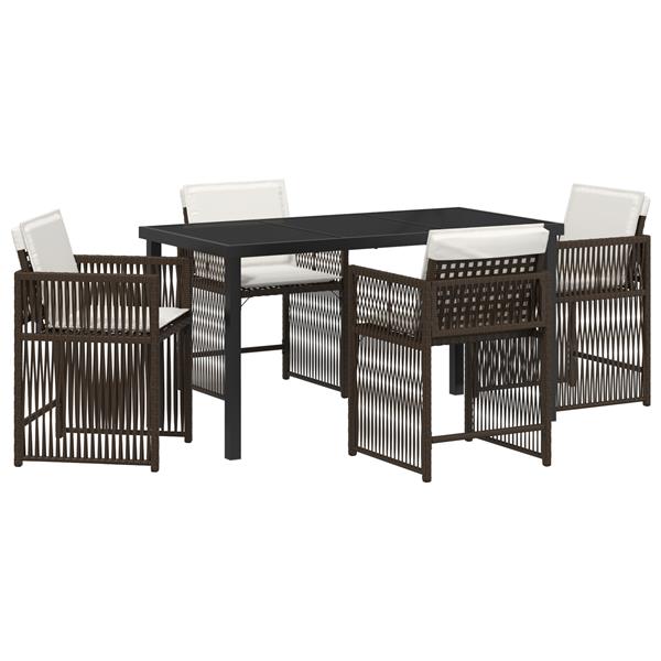 Grote foto vidaxl 5 delige tuinset met kussens bruin poly rattan tuin en terras tuinmeubelen