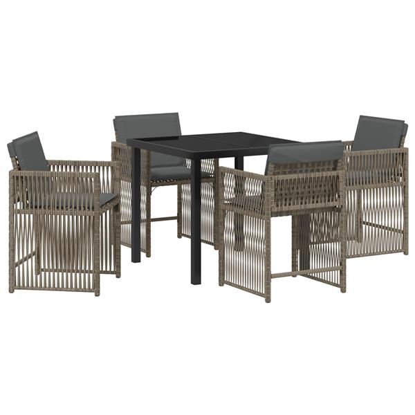Grote foto vidaxl 5 delige tuinset met kussens in grijs poly rattan tuin en terras tuinmeubelen