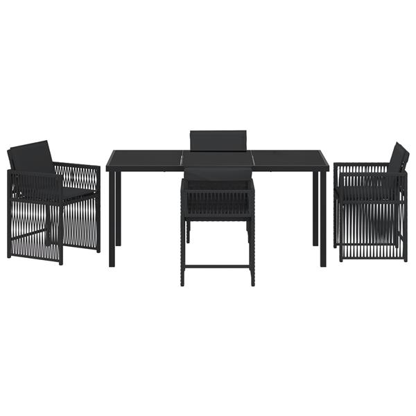 Grote foto vidaxl 5 delige tuin eettafelset met kussens zwart poly rattan tuin en terras tuinmeubelen