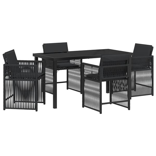 Grote foto vidaxl 5 delige tuinset met kussens zwart poly rattan tuin en terras tuinmeubelen