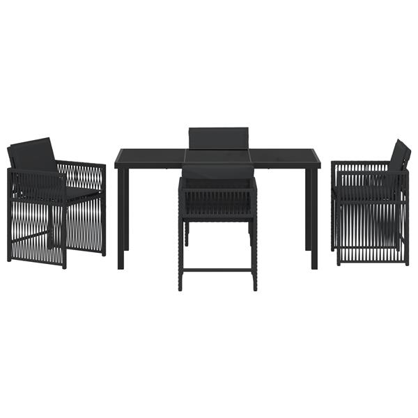 Grote foto vidaxl 5 delige tuinset met kussens zwart poly rattan tuin en terras tuinmeubelen