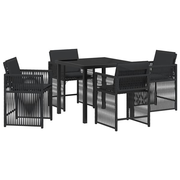Grote foto vidaxl 5 delige tuinset met kussens in zwart poly rattan tuin en terras tuinmeubelen