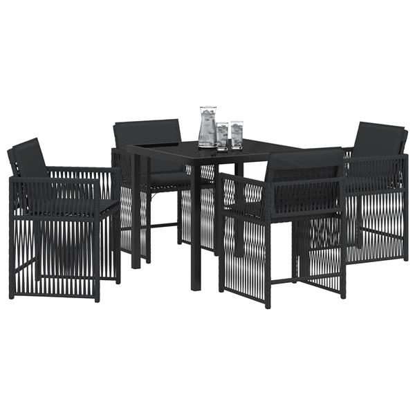 Grote foto vidaxl 5 delige tuinset met kussens in zwart poly rattan tuin en terras tuinmeubelen