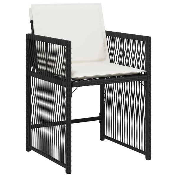 Grote foto vidaxl 5 delige tuin eettafelset met kussens zwart poly rattan tuin en terras tuinmeubelen