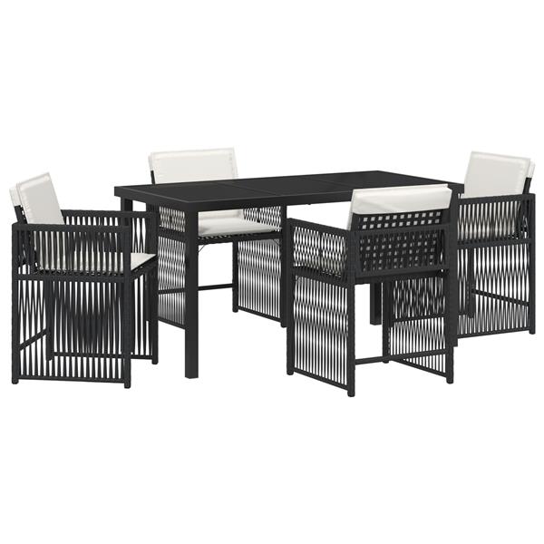 Grote foto vidaxl 5 delige tuin eetset met kussens zwart poly rattan tuin en terras tuinmeubelen