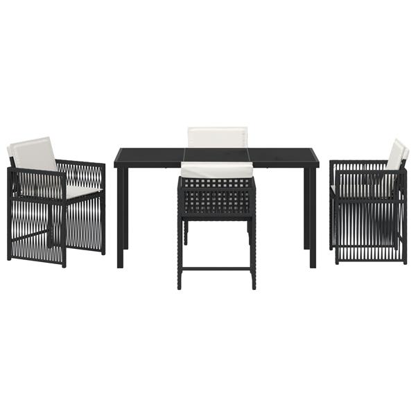 Grote foto vidaxl 5 delige tuin eetset met kussens zwart poly rattan tuin en terras tuinmeubelen