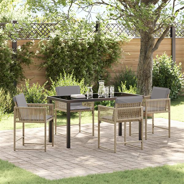 Grote foto vidaxl 5 delige tuinset met kussens beige poly rattan tuin en terras tuinmeubelen