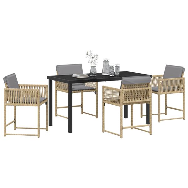 Grote foto vidaxl 5 delige tuinset met kussens beige poly rattan tuin en terras tuinmeubelen