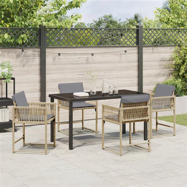 Grote foto vidaxl 5 delige tuinset met kussens beige poly rattan tuin en terras tuinmeubelen
