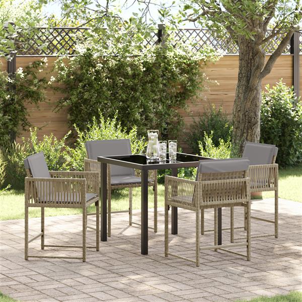 Grote foto vidaxl 5 delige tuinset met kussens beige poly rattan tuin en terras tuinmeubelen