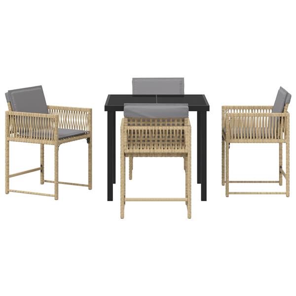 Grote foto vidaxl 5 delige tuinset met kussens beige poly rattan tuin en terras tuinmeubelen