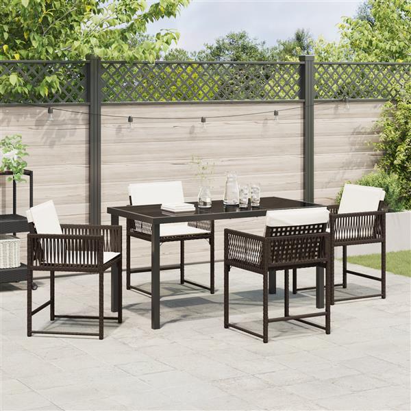 Grote foto vidaxl 5 delige tuinset met kussens bruin poly rattan tuin en terras tuinmeubelen