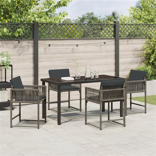 Grote foto vidaxl 5 delige tuinset met kussens grijs poly rattan tuin en terras tuinmeubelen