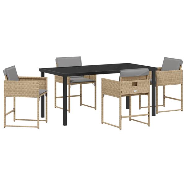 Grote foto vidaxl 5 delige tuinset met kussens in beige poly rattan tuin en terras tuinmeubelen