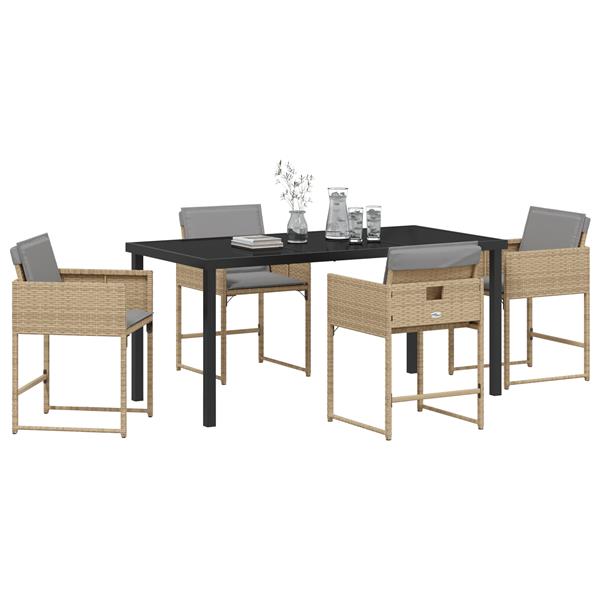 Grote foto vidaxl 5 delige tuinset met kussens in beige poly rattan tuin en terras tuinmeubelen