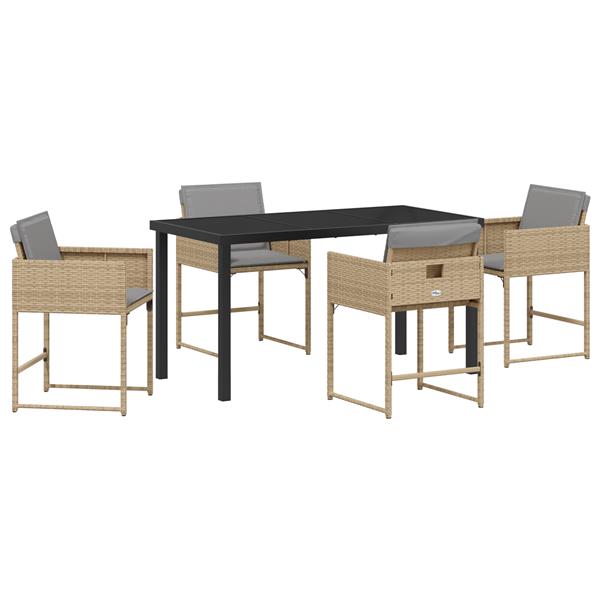 Grote foto vidaxl 5 delige tuinset met kussens in beige poly rattan tuin en terras tuinmeubelen