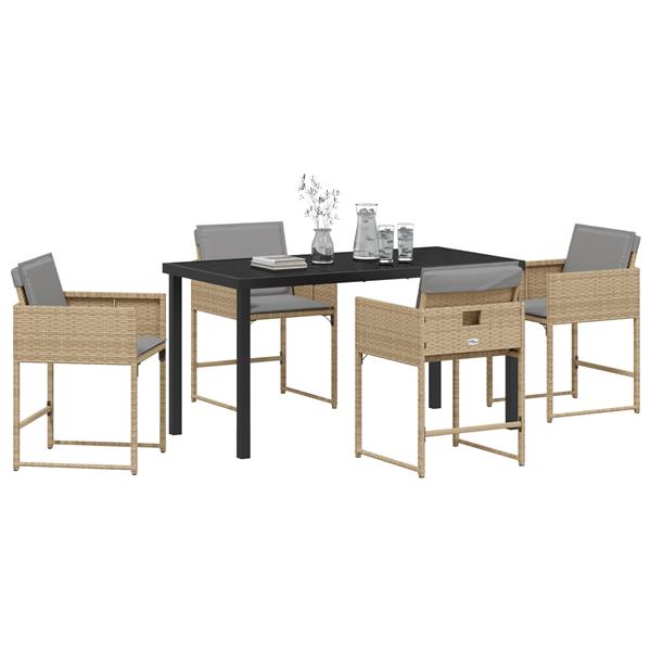 Grote foto vidaxl 5 delige tuinset met kussens in beige poly rattan tuin en terras tuinmeubelen