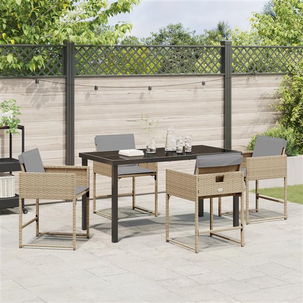 Grote foto vidaxl 5 delige tuinset met kussens in beige poly rattan tuin en terras tuinmeubelen
