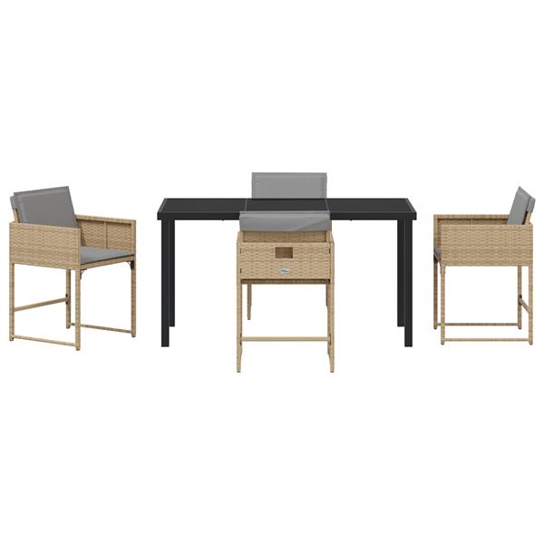 Grote foto vidaxl 5 delige tuinset met kussens in beige poly rattan tuin en terras tuinmeubelen