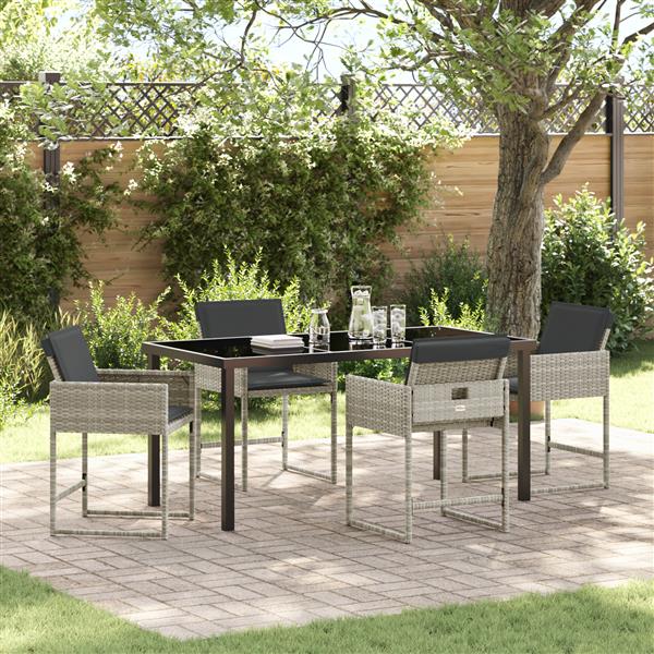 Grote foto vidaxl 5 delige tuinset met kussens lichtgrijs poly rattan tuin en terras tuinmeubelen