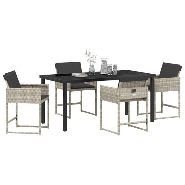 Grote foto vidaxl 5 delige tuinset met kussens lichtgrijs poly rattan tuin en terras tuinmeubelen