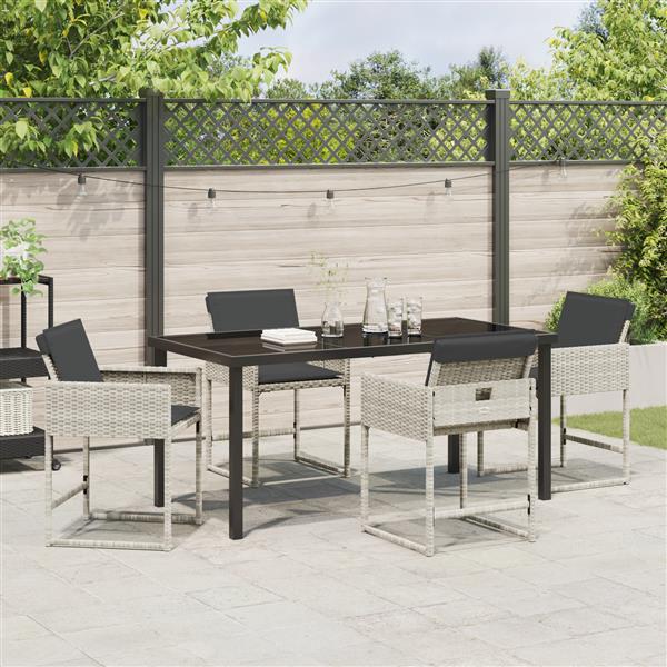 Grote foto vidaxl 5 delige tuinset met kussens lichtgrijs poly rattan tuin en terras tuinmeubelen