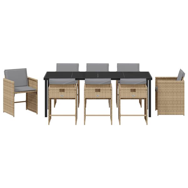Grote foto vidaxl 9 delige tuinset met kussens poly rattan beige tuin en terras tuinmeubelen