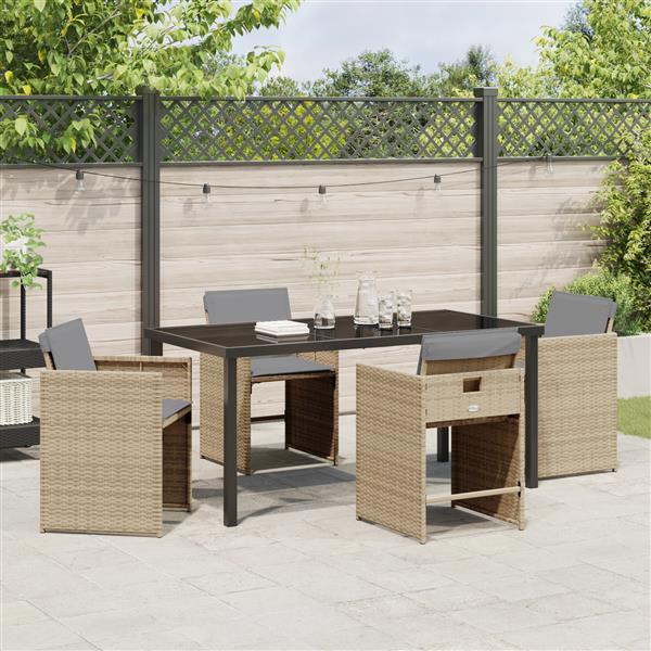 Grote foto vidaxl 5 delige tuinset met kussens poly rattan beige tuin en terras tuinmeubelen