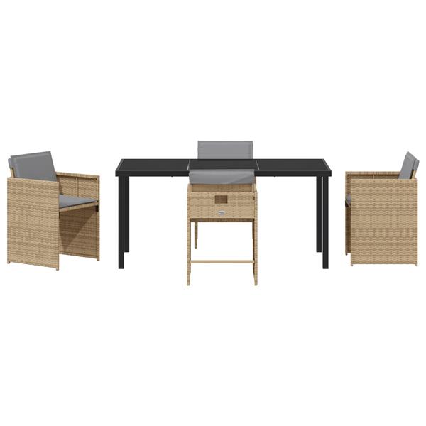 Grote foto vidaxl 5 delige tuinset met kussens poly rattan beige tuin en terras tuinmeubelen
