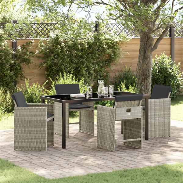 Grote foto vidaxl 5 delige tuinset met kussens poly rattan lichtgrijs tuin en terras tuinmeubelen