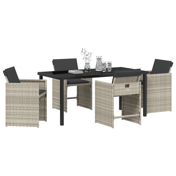 Grote foto vidaxl 5 delige tuinset met kussens poly rattan lichtgrijs tuin en terras tuinmeubelen
