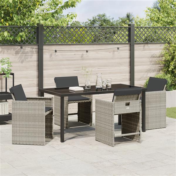 Grote foto vidaxl 5 delige tuinset met kussens poly rattan lichtgrijs tuin en terras tuinmeubelen