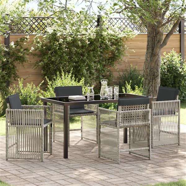 Grote foto vidaxl 5 delige tuinset met kussens poly rattan lichtgrijs tuin en terras tuinmeubelen