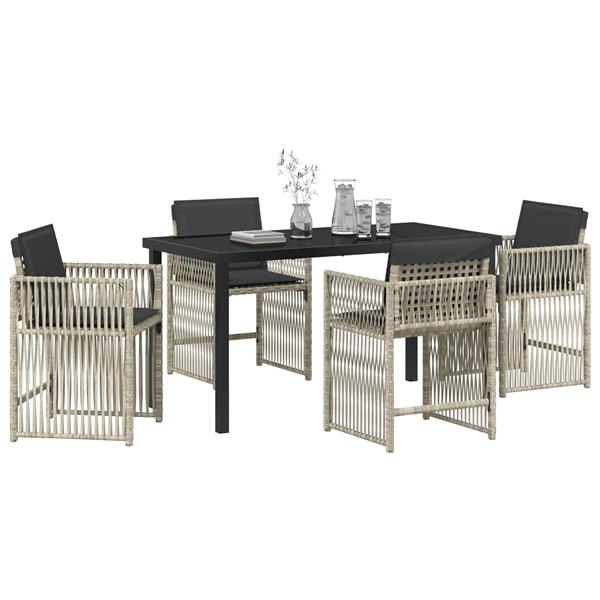 Grote foto vidaxl 5 delige tuinset met kussens poly rattan lichtgrijs tuin en terras tuinmeubelen