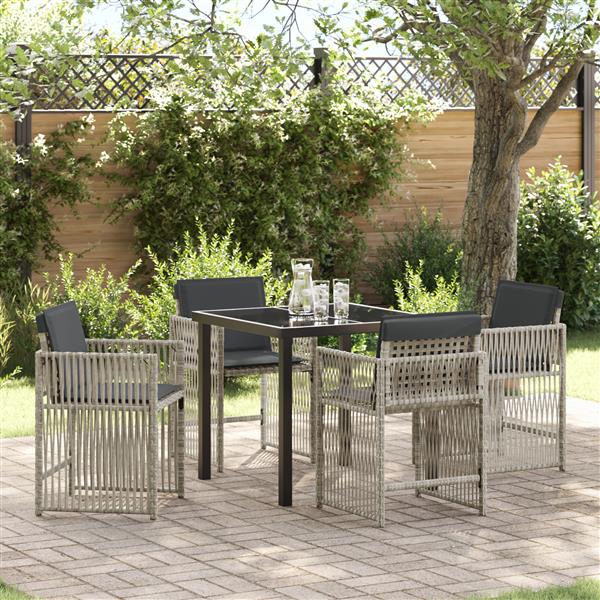 Grote foto vidaxl 5 delige tuinset met kussens poly rattan lichtgrijs tuin en terras tuinmeubelen