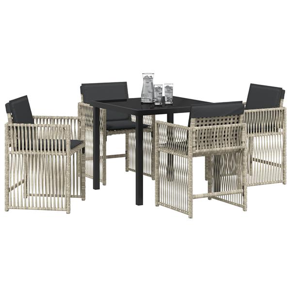 Grote foto vidaxl 5 delige tuinset met kussens poly rattan lichtgrijs tuin en terras tuinmeubelen