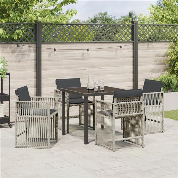 Grote foto vidaxl 5 delige tuinset met kussens poly rattan lichtgrijs tuin en terras tuinmeubelen
