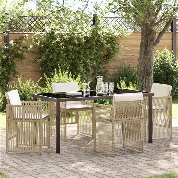 Grote foto vidaxl 5 delige tuinset met kussens poly rattan beige tuin en terras tuinmeubelen