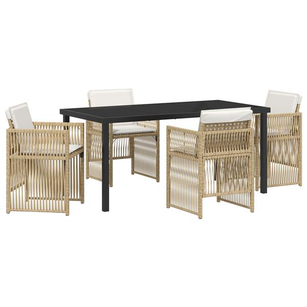 Grote foto vidaxl 5 delige tuinset met kussens poly rattan beige tuin en terras tuinmeubelen