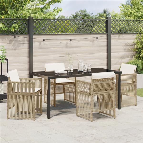 Grote foto vidaxl 5 delige tuinset met kussens poly rattan beige tuin en terras tuinmeubelen
