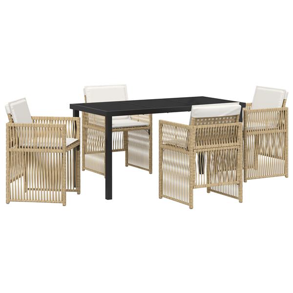 Grote foto vidaxl 5 delige tuinset met kussens poly rattan beige tuin en terras tuinmeubelen