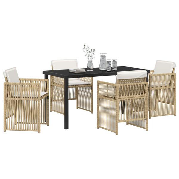 Grote foto vidaxl 5 delige tuinset met kussens poly rattan beige tuin en terras tuinmeubelen