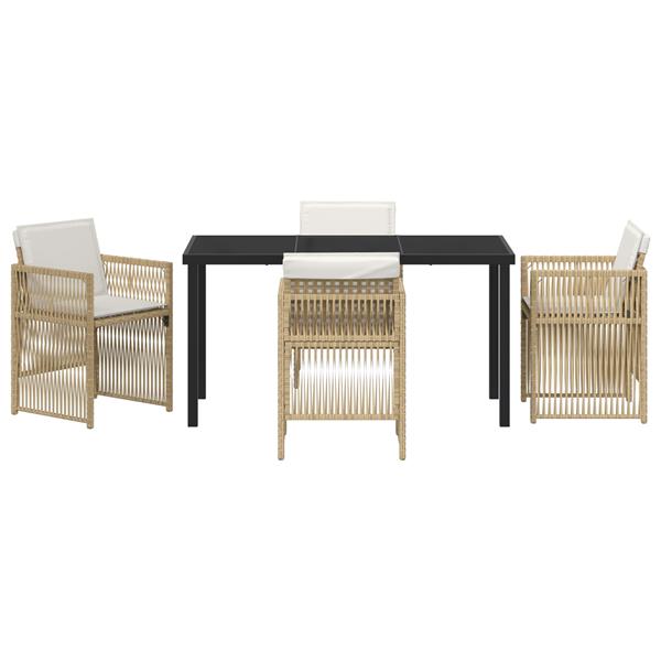 Grote foto vidaxl 5 delige tuinset met kussens poly rattan beige tuin en terras tuinmeubelen