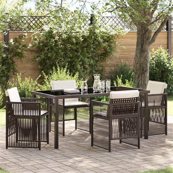 Grote foto vidaxl 5 delige tuinset met kussens poly rattan bruin tuin en terras tuinmeubelen